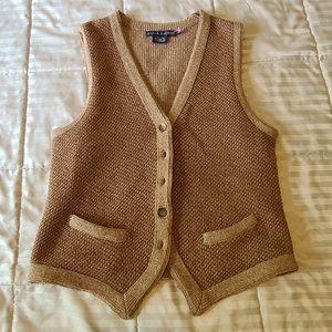 Ralph Lauren Wool Sweater Vest Waistcoat Camel Tan Preppy M